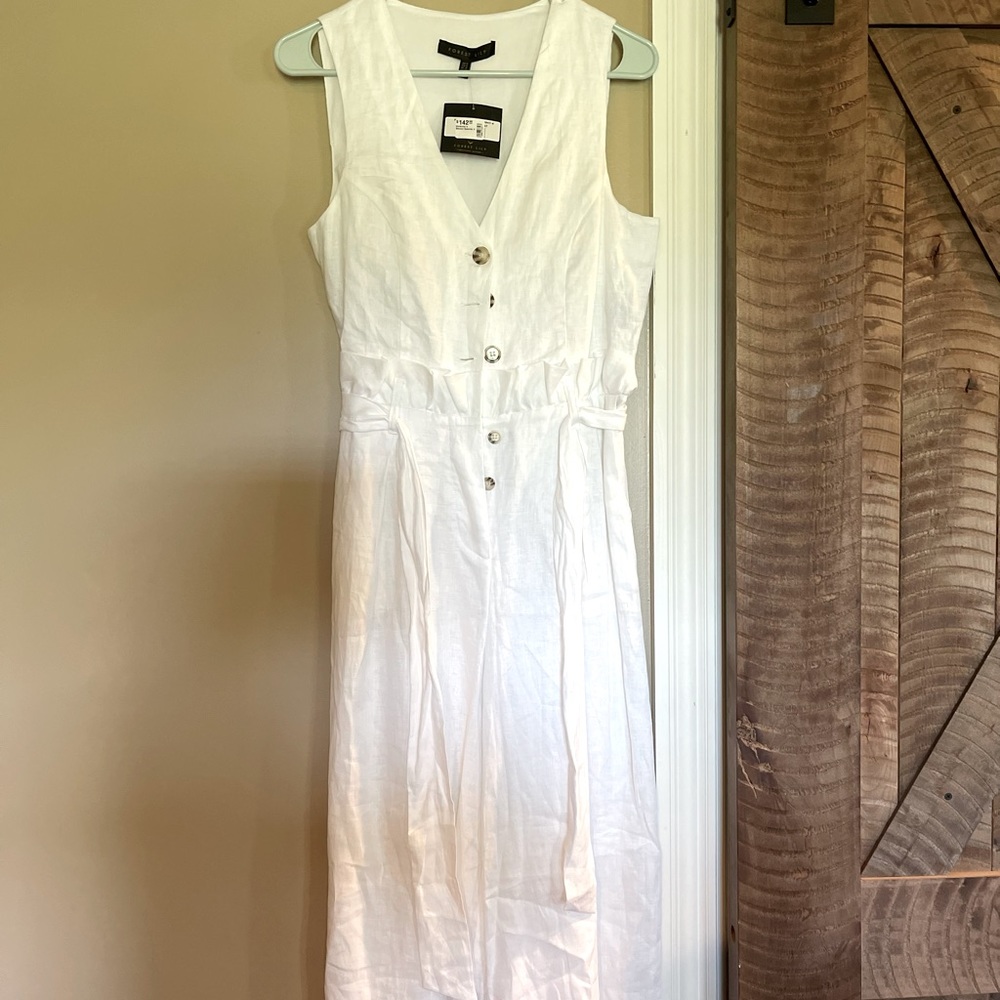 White linen jumpsuit with belt , size 4
